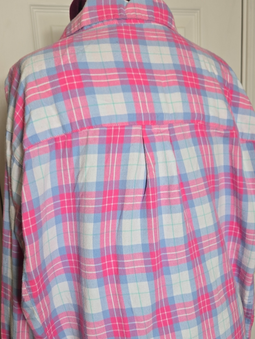 Lauren James Medium Pink Blue Cotton Flannel Button Down - Picture 4 of 10